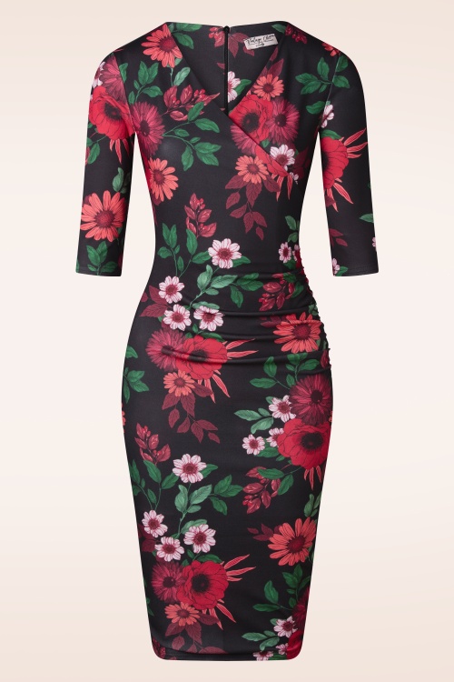 Vintage Chic for Topvintage - 50s Joanna Floral Pencil Dress in Black