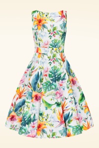 Hearts & Roses - Talia bloemen swing jurk in wit 4