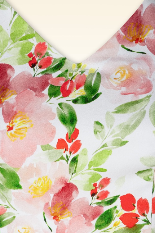 Hearts & Roses - Robe corolle fleurie Rosalia en blanc et multicolore 3