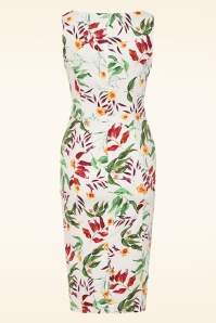 Hearts & Roses - Maci Flower Pencil Dress in White 4