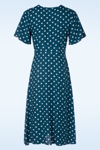 Md'M - Jeanette polka dot jurk in marineblauw  2