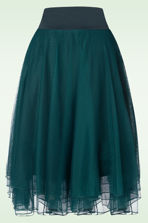LaLamour - Mendy Mesh Layer Skirt in Petrol 2
