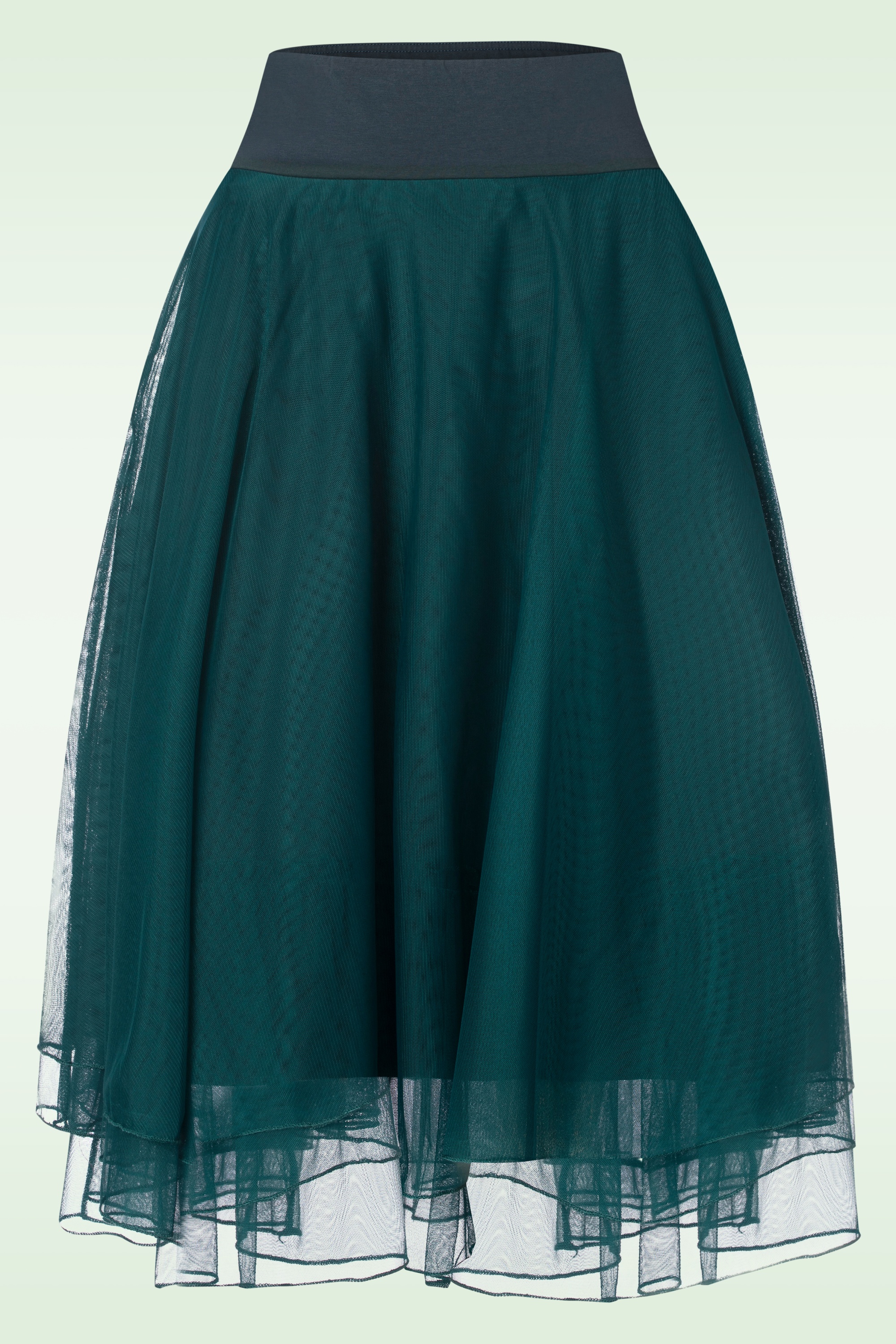 LaLamour - Mendy mesh gelaagde rok in petrol 