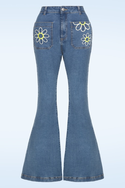 Bunny - Daisy flower power jeans in licht blauw 3