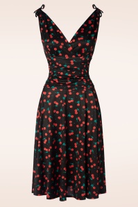 Vintage Chic for Topvintage - Grecian Cherry jurk in zwart