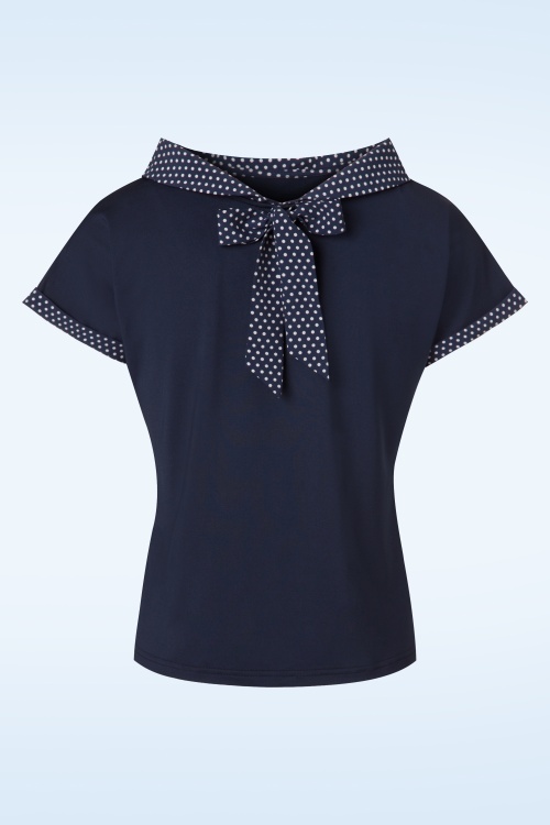 Banned Retro - 50s Alicia Blouse in Navy 2