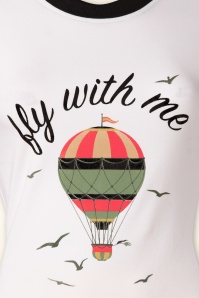 Banned Retro - Fly With Me T-shirt in Gebroken Wit 3