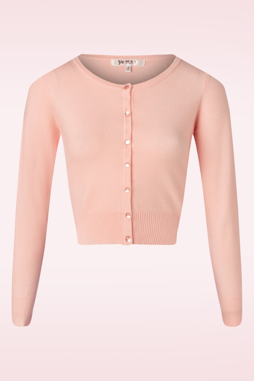 Mak Sweater - 50s Nyla Cropped Cardigan in Blush Pink
