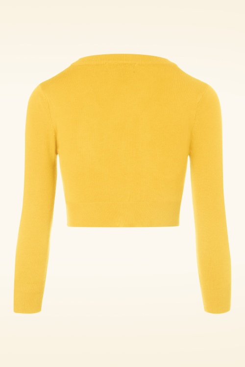Mak Sweater - 50s Shela Cropped Cardigan in Custard Yellow 4