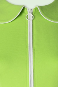 Vixen - Zip Front ärmelloses Kleid mit Kragen in Grün 3