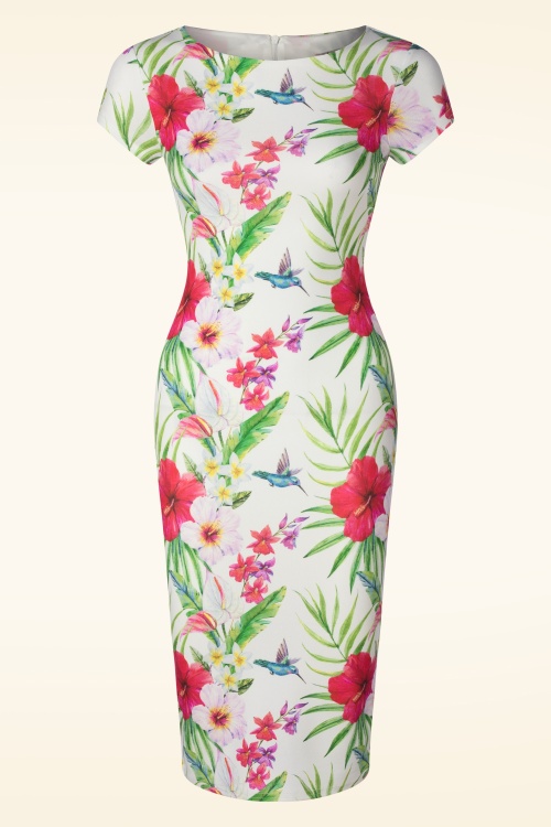 Vintage Chic for Topvintage - Tanya Tropical Pencil Dress in Black
