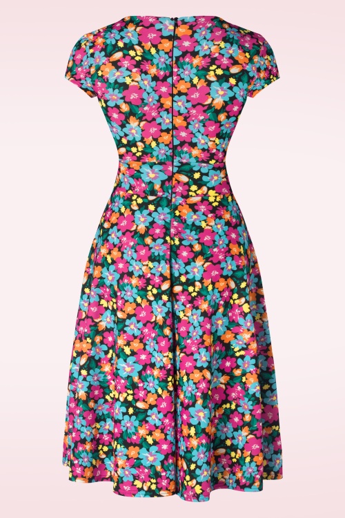 Vintage Chic for Topvintage - Miley Floral swing jurk in multi 2