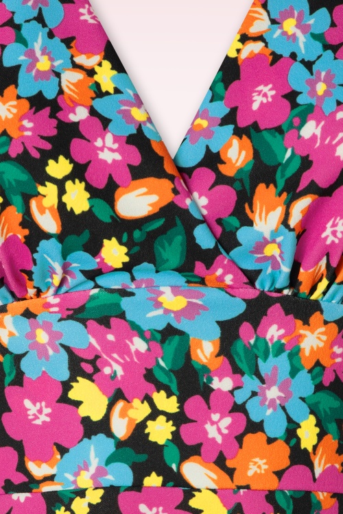 Vintage Chic for Topvintage - Robe corolle fleurie Miley en multicolore 3