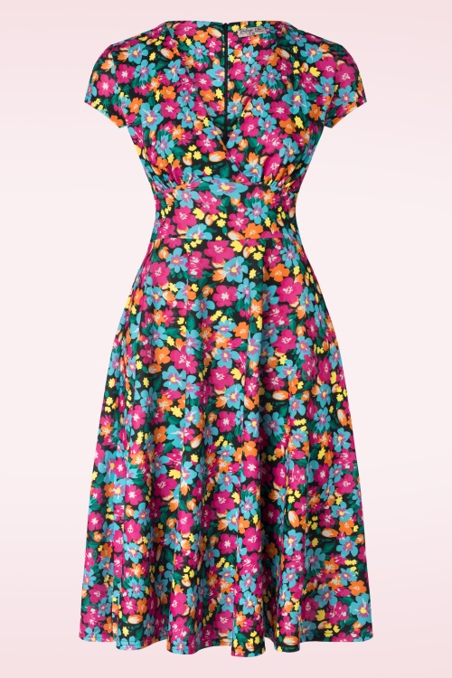 Vintage Chic for Topvintage - Miley Flower swing jurk in felrood 
