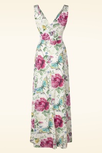Vintage Chic for Topvintage - Deveny Floral maxi jurk in gebroken wit 2
