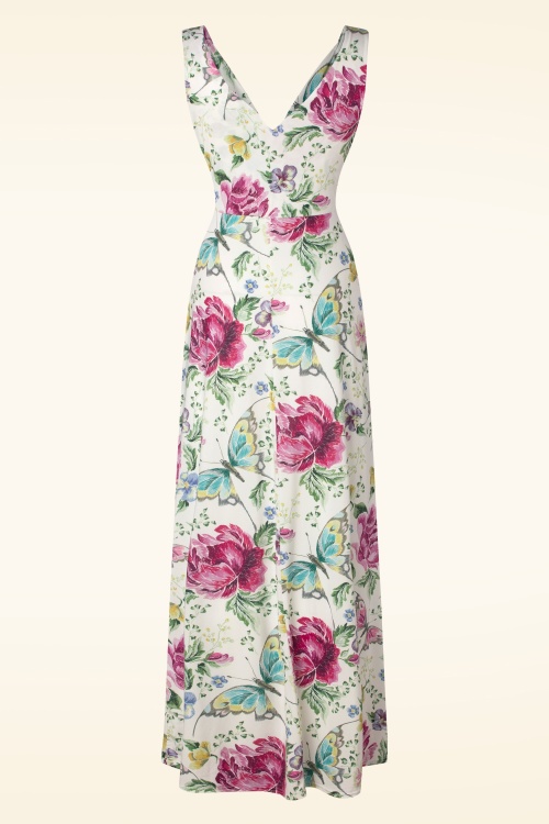 Vintage Chic for Topvintage - Deveny Floral maxi jurk in gebroken wit 2