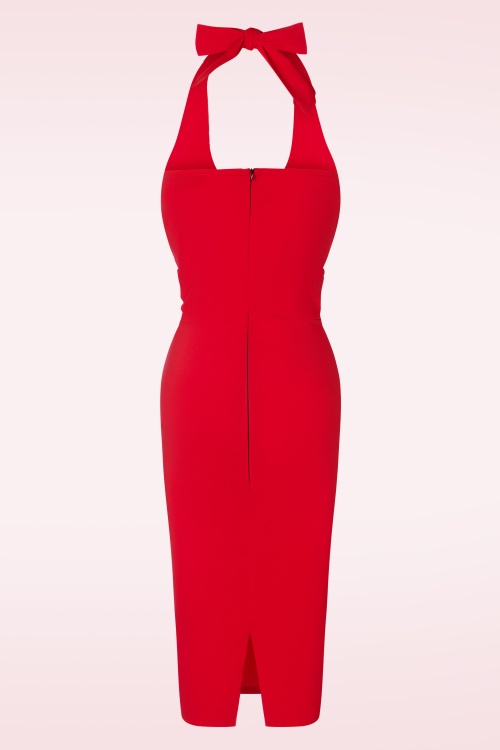 Vintage Chic for Topvintage - Cher halter pencil jurk in rood  2