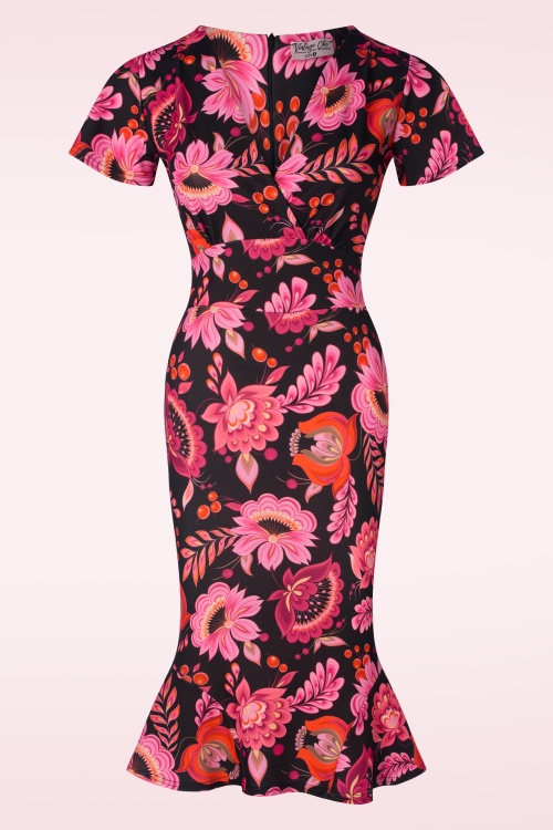 Vintage Chic for Topvintage - Katie Floral Pencil Dress in Peach