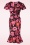 Vintage Chic for Topvintage - Katie floral pencil jurk in zwart en roze 