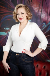 Glamour Bunny Business Babe - 50s Dianne Blouse in Crispy White 3