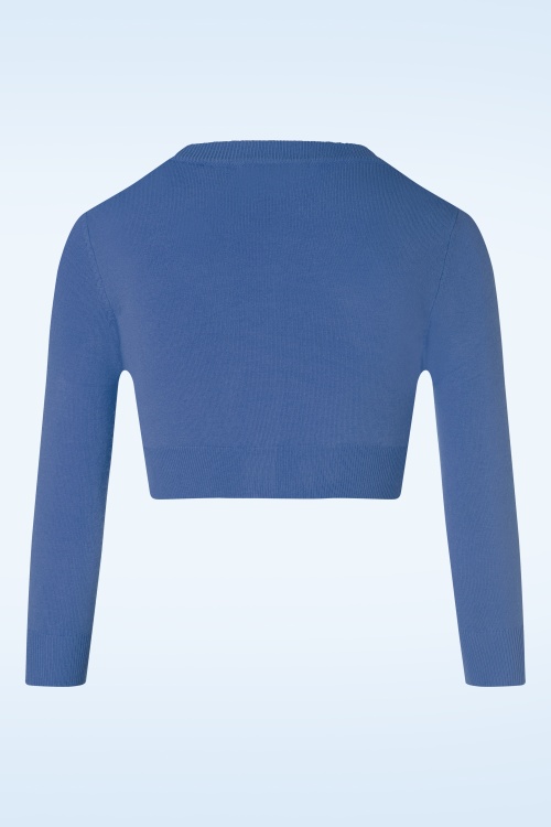 Mak Sweater - Shela Cropped Cardigan Années 50 en Bleu Pensée 2