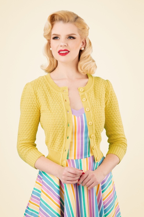 Mak Sweater - 50s Jennie Cardigan in Baby Yellow 2