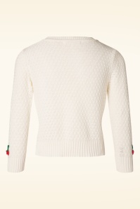 Mak Sweater - 50s Jennie Cherry Cardigan in Ivory 2