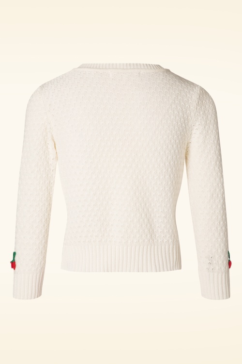 Mak Sweater - 50s Jennie Cherry Cardigan in Ivory 2