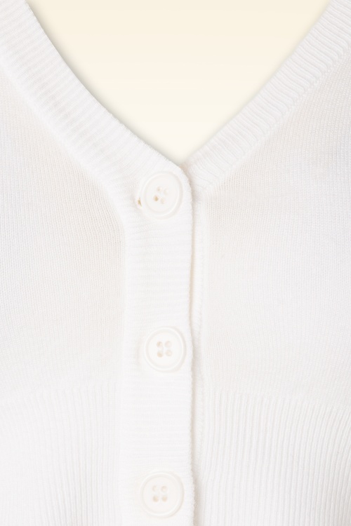Mak Sweater - Shela Cropped Cardigan Années 50 en Blanc 3