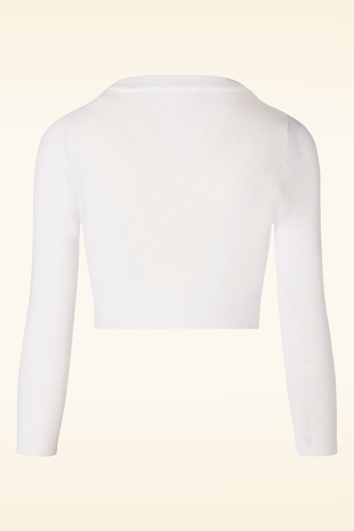 Mak Sweater - Shela Cropped Cardigan Années 50 en Blanc 2