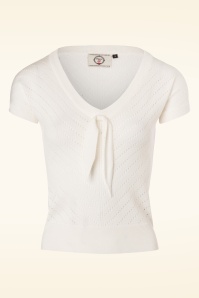 Banned Retro - Patricia Pointelle Top in Off White