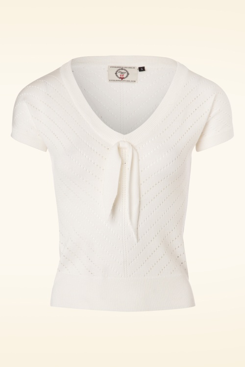 Banned Retro - 50s Patricia Pointelle Top in Off White
