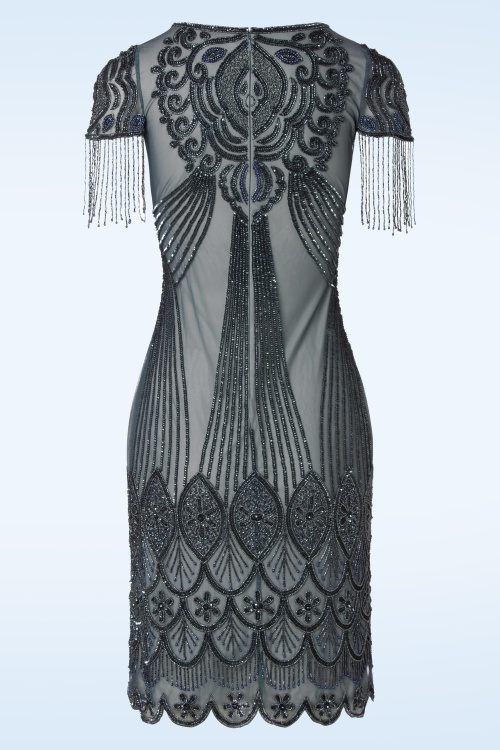 GatsbyLady - Marta Flapper-Kleid in Blau und Grau 2