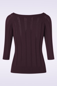 Banned Retro - Belle Bow Pointelle Top in Aubergine 2