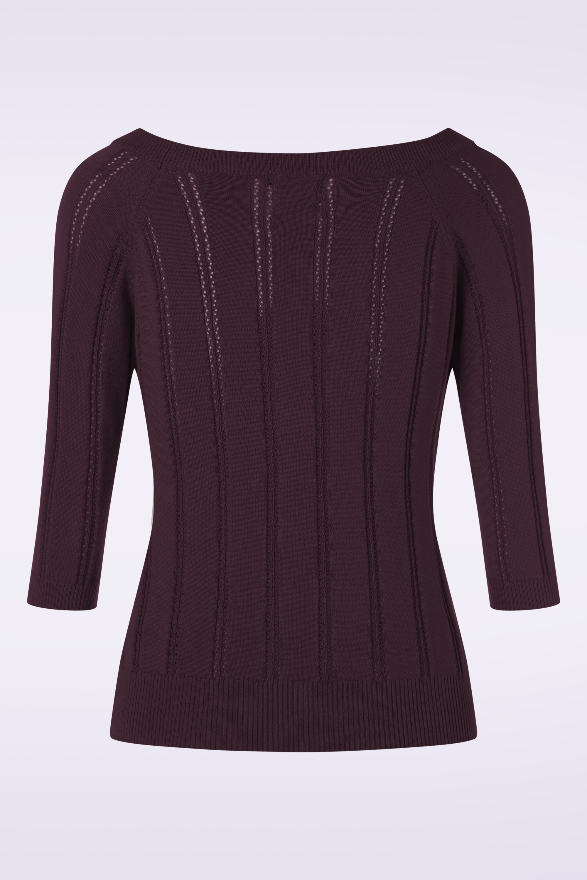 Banned Retro - Belle Bow Pointelle-top in aubergine 3