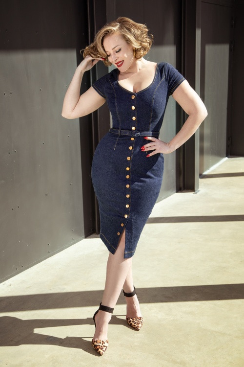 Rock-a-Booty - Lilly Pencil Dress in Classic Denim