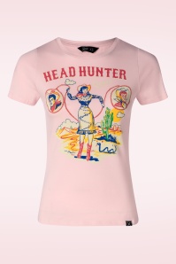 Queen Kerosin - T-shirt Head Hunter en rose