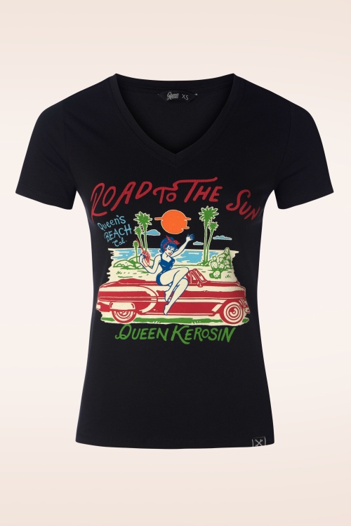 Queen Kerosin - T-shirt Road To The Sun en noir