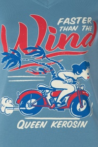 Queen Kerosin - Wind T-shirt in hemelsblauw 3