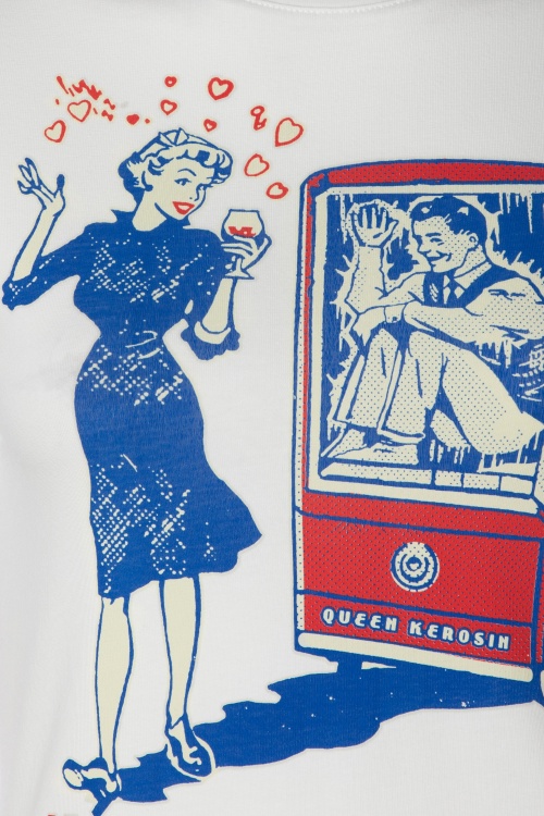 Queen Kerosin - T-shirt Cool Love en blanc cassé 3