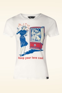Queen Kerosin - Cooles Love-T-Shirt in Off White