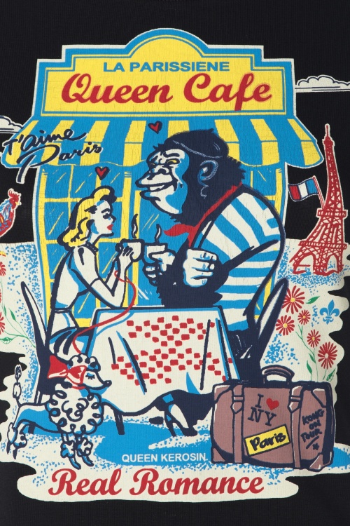 Queen Kerosin - Queen Cafe T-Shirt in Schwarz 3