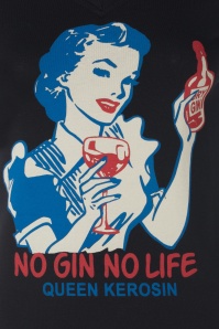 Queen Kerosin - No Gin No Life T-Shirt in Schwarz 3