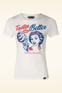 Queen Kerosin - Tastes Better T-shirt in gebroken wit