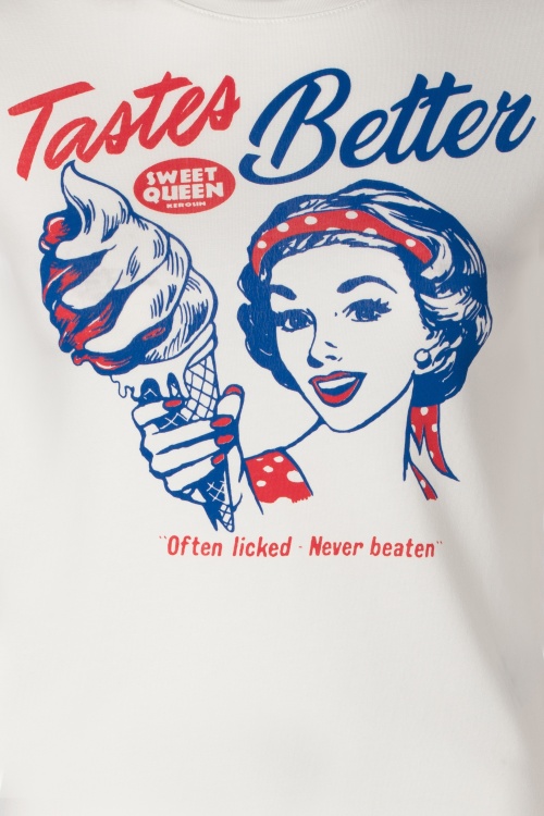 Queen Kerosin - Tastes Better T-Shirt in gebrochenem Weiß 3