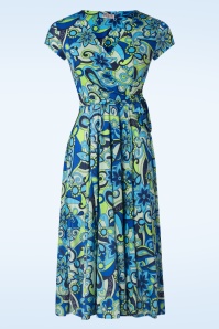 Vintage Chic for Topvintage - Layla Floral Swing Dress in Turquoise