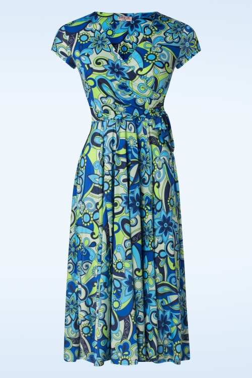 Vintage Chic for Topvintage - Layla Floral Swing Dress in Turquoise