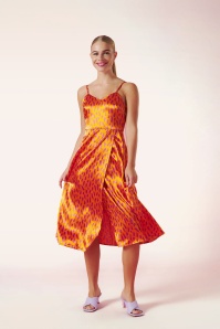 Minueto - Bella midi jurk in oranje