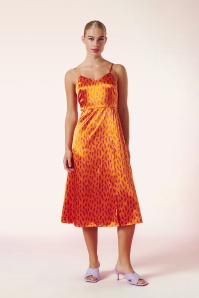 Minueto - Bella midi jurk in oranje 3
