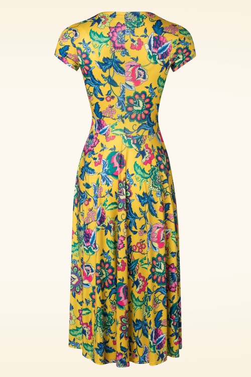 Vintage Chic for Topvintage - Petty Floral swing jurk in geel 2